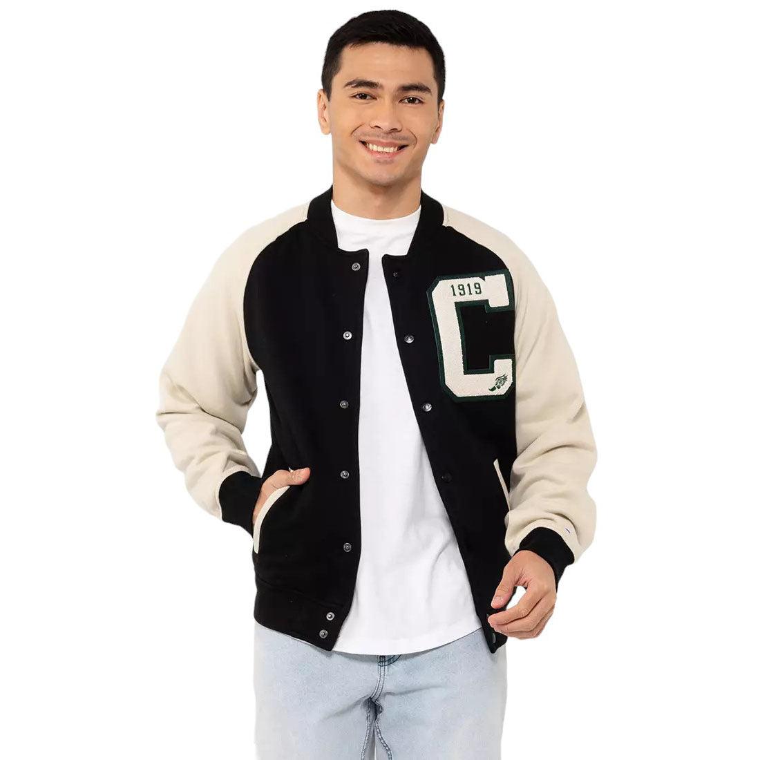 Campera Champion Superfleece Letterman Negro Beige Tienda Oficial Indy