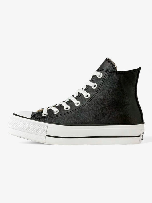 Zapatillas Converse Chuck Taylor Hi Platform Leather Cuero Negro Blanco