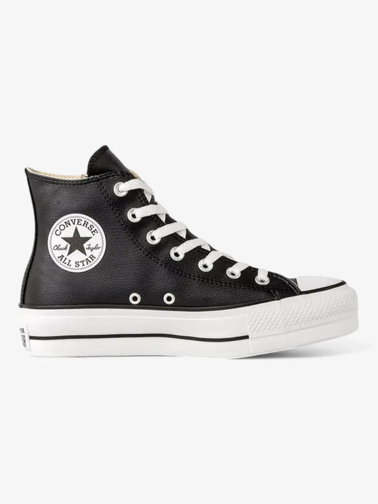 Zapatillas Converse Chuck Taylor Hi Platform Leather Cuero Negro Blanco