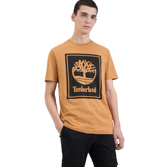 Remera Timberland Logo Bloque Marrón