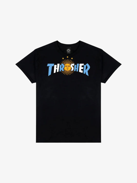 Remera Thrasher Argentina 3 Estrellas Negro