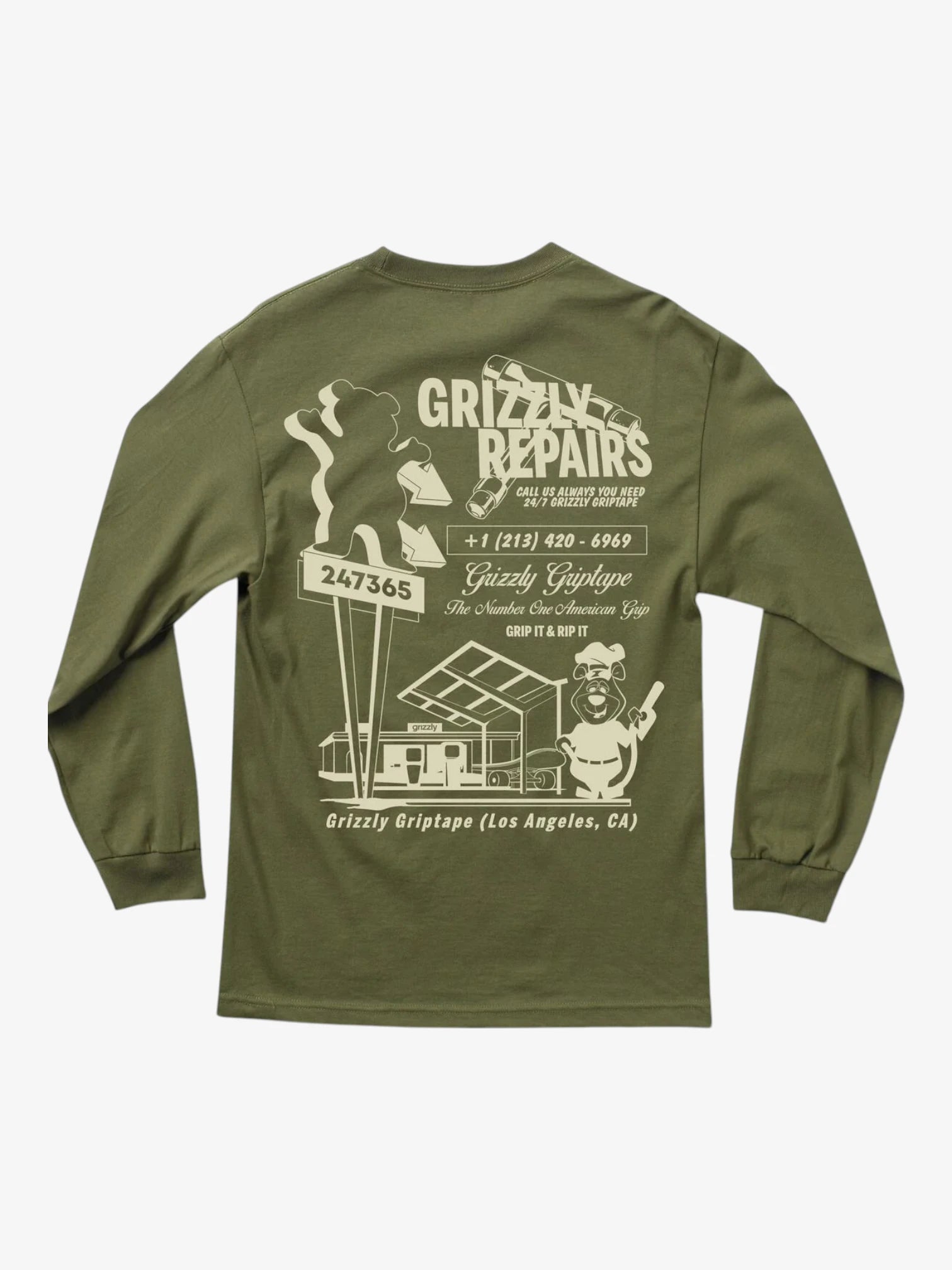 Remera ML Grizzly Repairs Verde Oliva - Indy