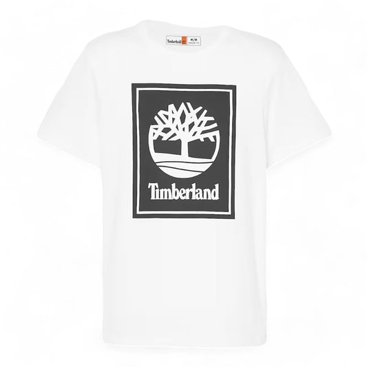 Remera Timberland Logo Bloque Blanco