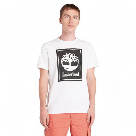 Remera Timberland Logo Bloque Blanco