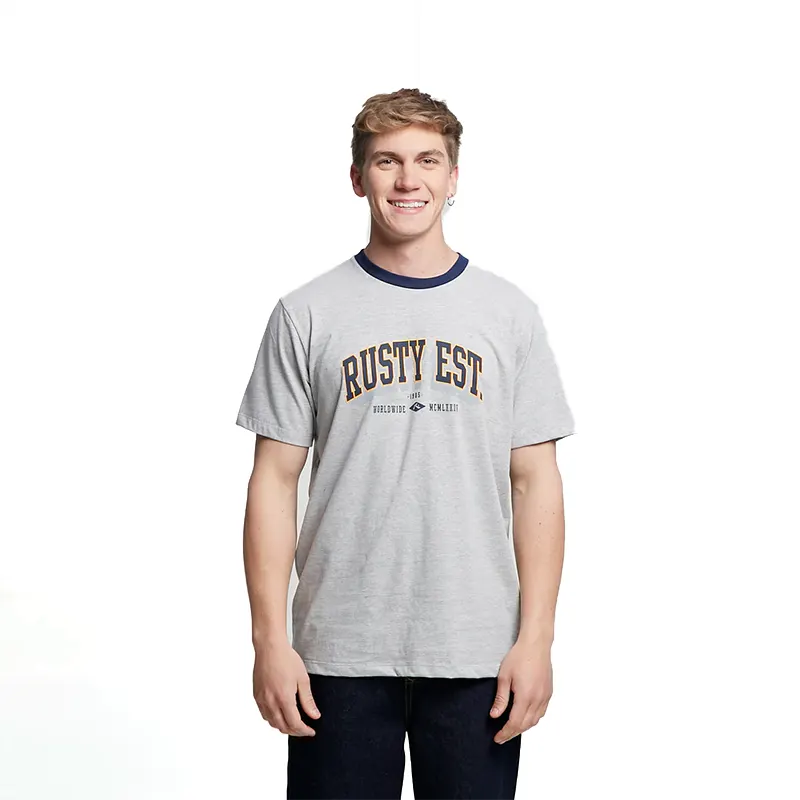 Remera Rusty College Ringer Gris - Indy