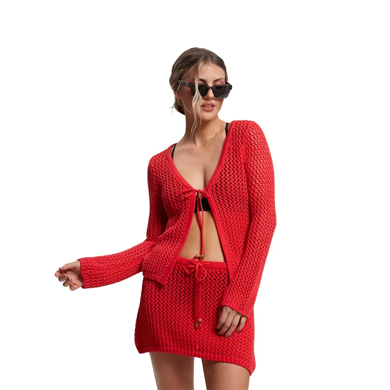 Top Rusty Amalfi Tie Front Knit Rojo- Indy