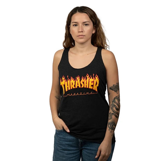 Musculosa Thrasher Flame Mujer Negro