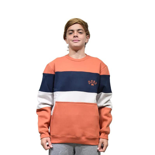 Buzo Reef Crop Block Crew Nino Naranja Azul