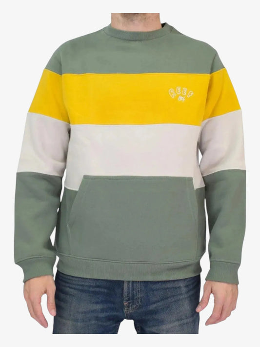 Buzo Reef Crop Block Crew Verde Amarillo