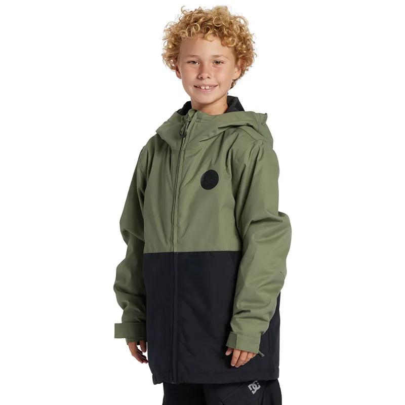 Campera Dc Snow Basis Print Niño Verde Militar Negro - Indy