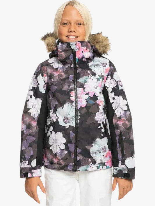 Campera Roxy Snow American Pie Niña Negro Floreado