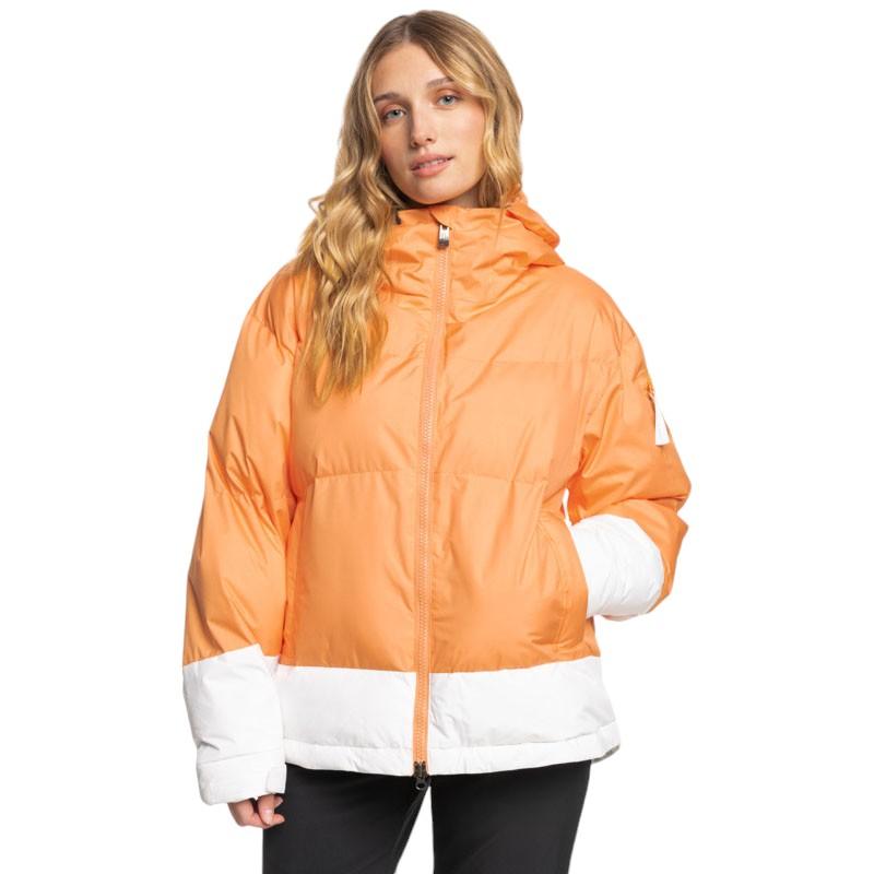 Campera Snow Roxy Chloe Kim Puffy Naranja Blanco - Indy