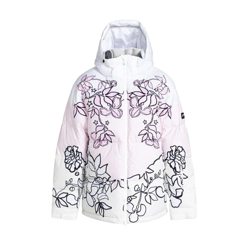 Campera Snow Roxy Rowley Puffer Blanco Rosa Print - Indy