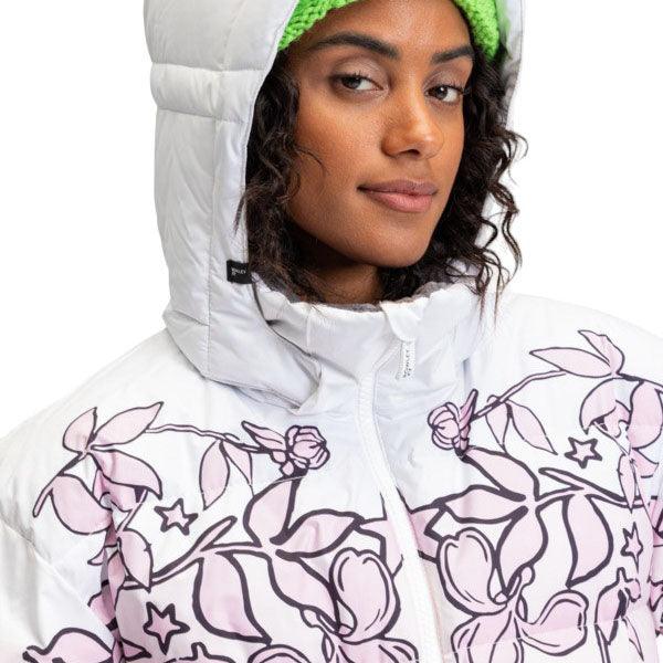 Campera Snow Roxy Rowley Puffer Blanco Rosa Print - Indy