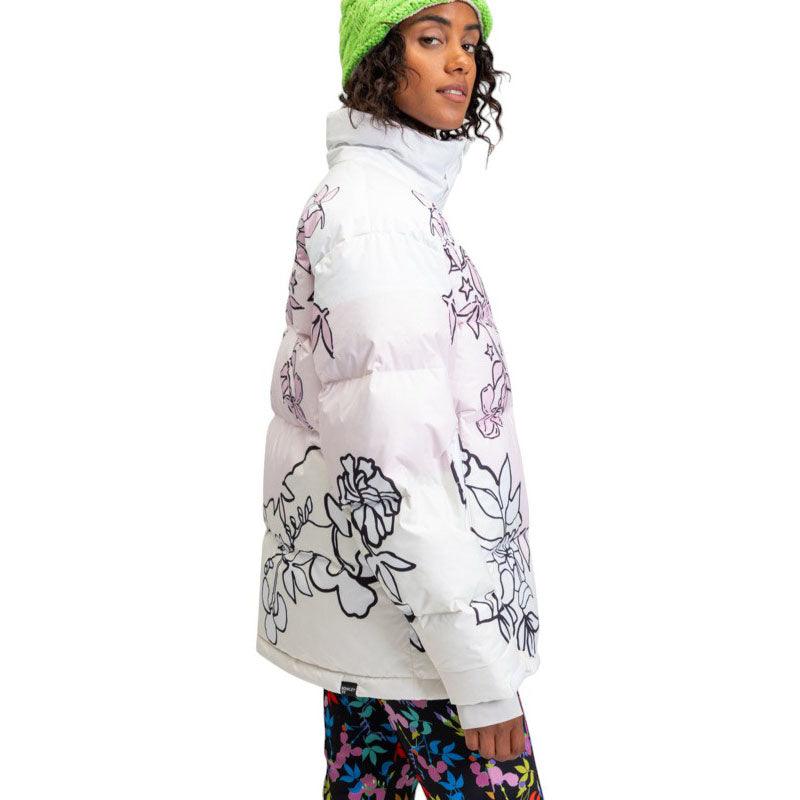 Campera Snow Roxy Rowley Puffer Blanco Rosa Print - Indy