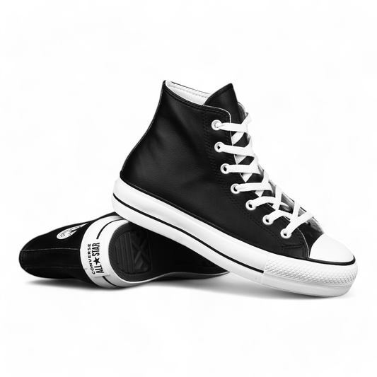 Zapatillas Converse Chuck Taylor Hi Platform Leather Negro Blanco