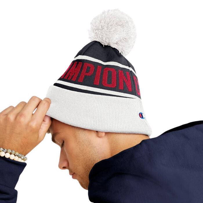 Gorro Champion With Cuff And Pom Blanco Negro - Indy