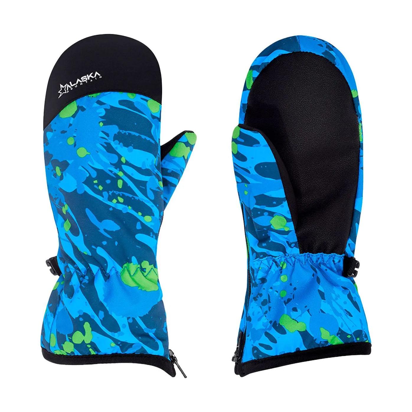 Guantes Snow Alaska Miton Crow Niño Azul Print - Indy