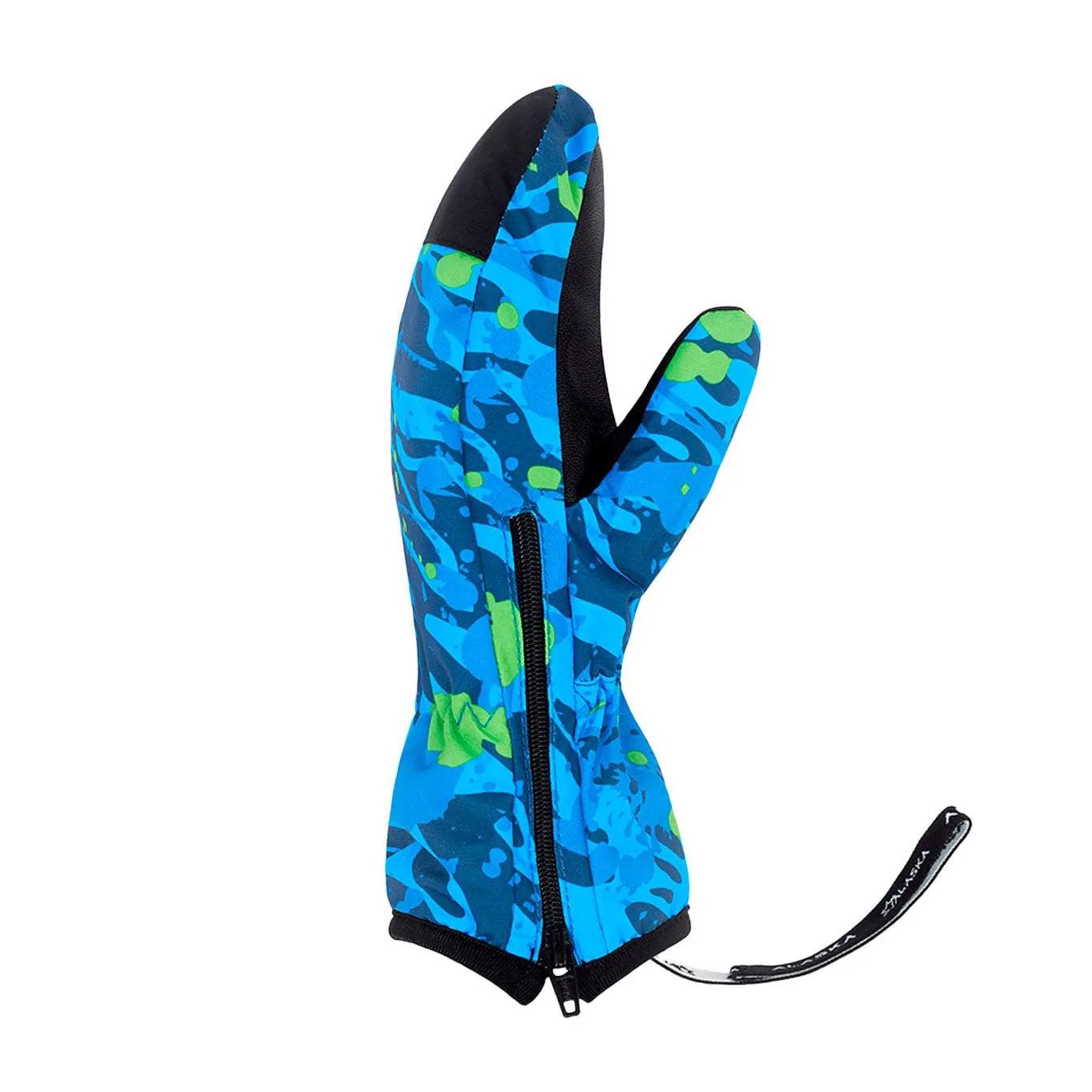 Guantes Snow Alaska Miton Crow Niño Azul Print - Indy