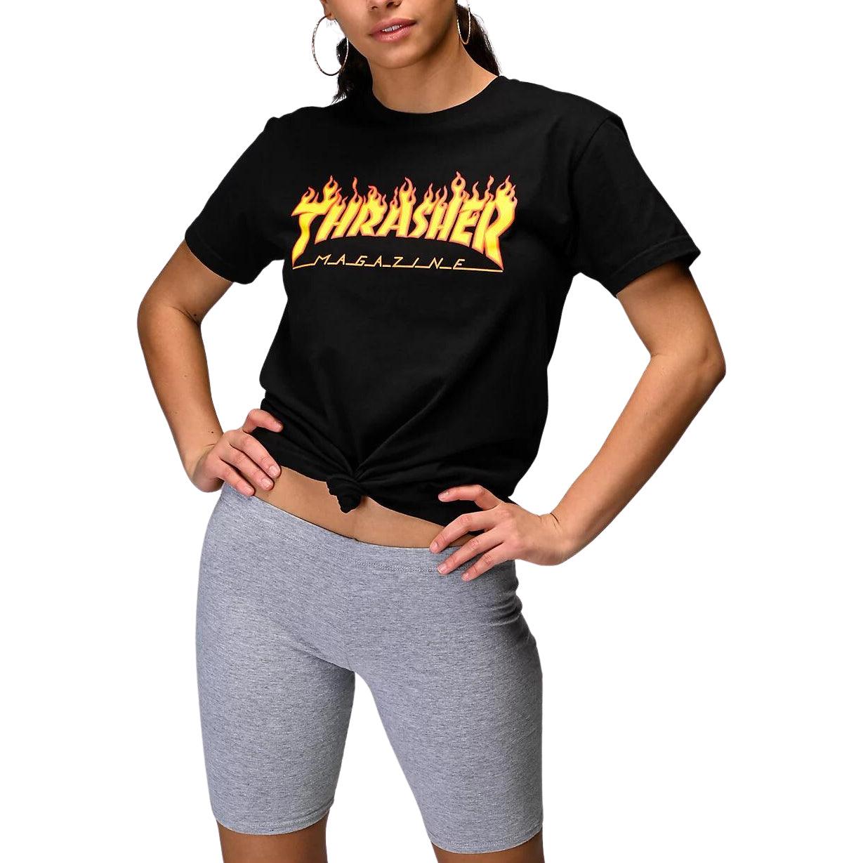 Remera Thrasher Flame Mujer Negro