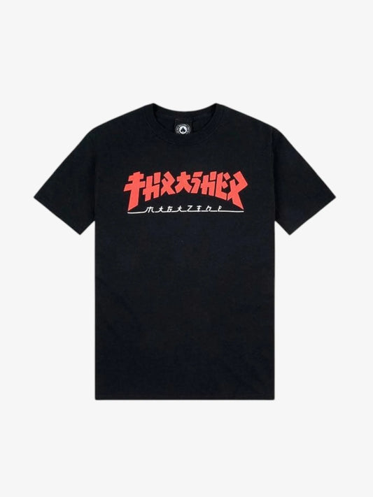 Remera Thrasher Godzilla Niño Negro Rojo