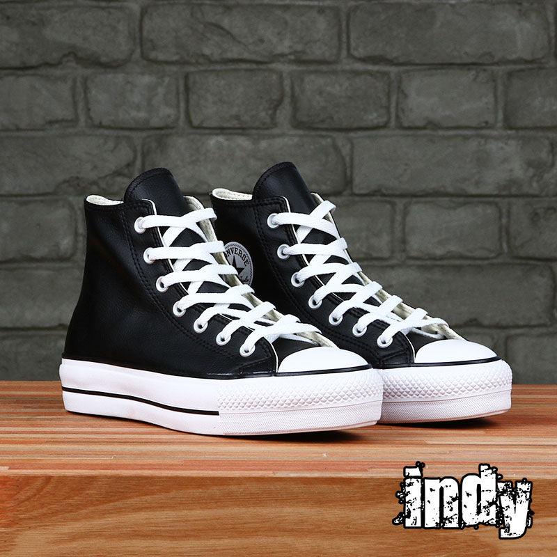 Zapatillas Converse Chuck Taylor Hi Platform Leather Negro Blanco - Indy