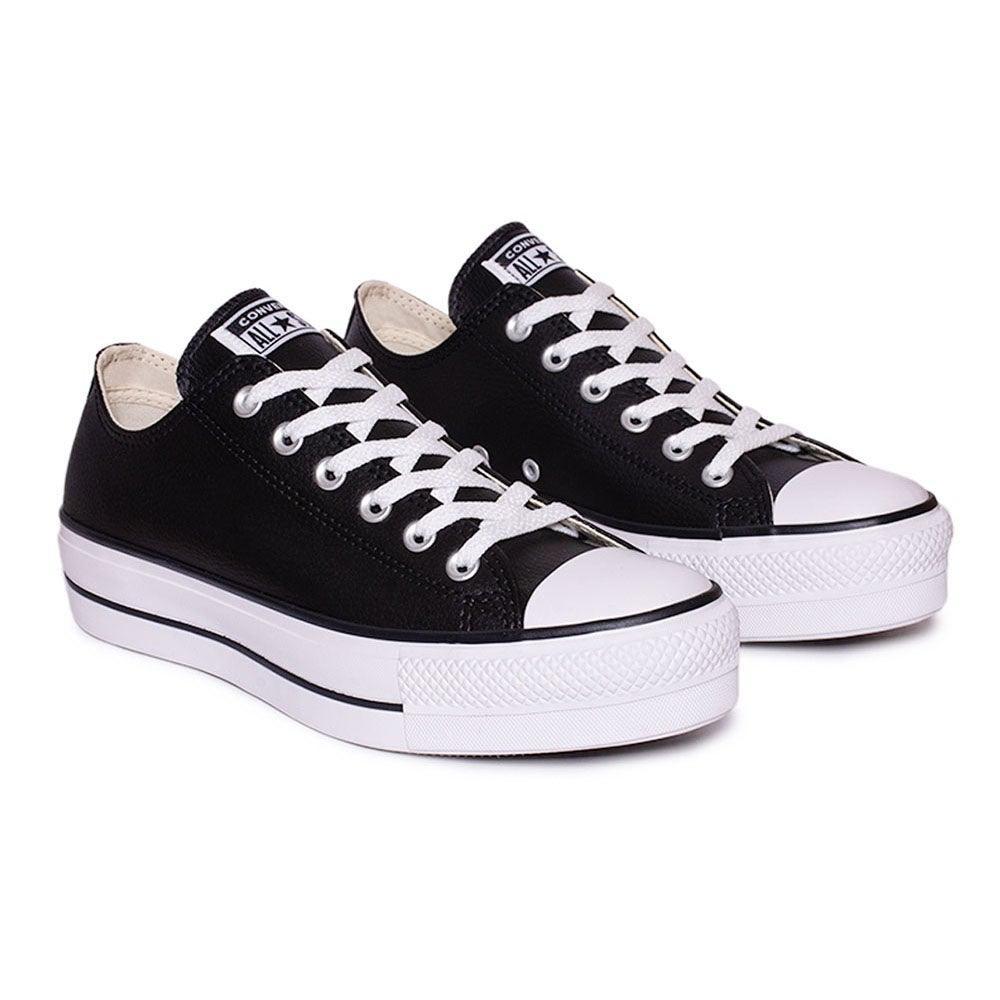 Converse negras bajas con plataforma best sale