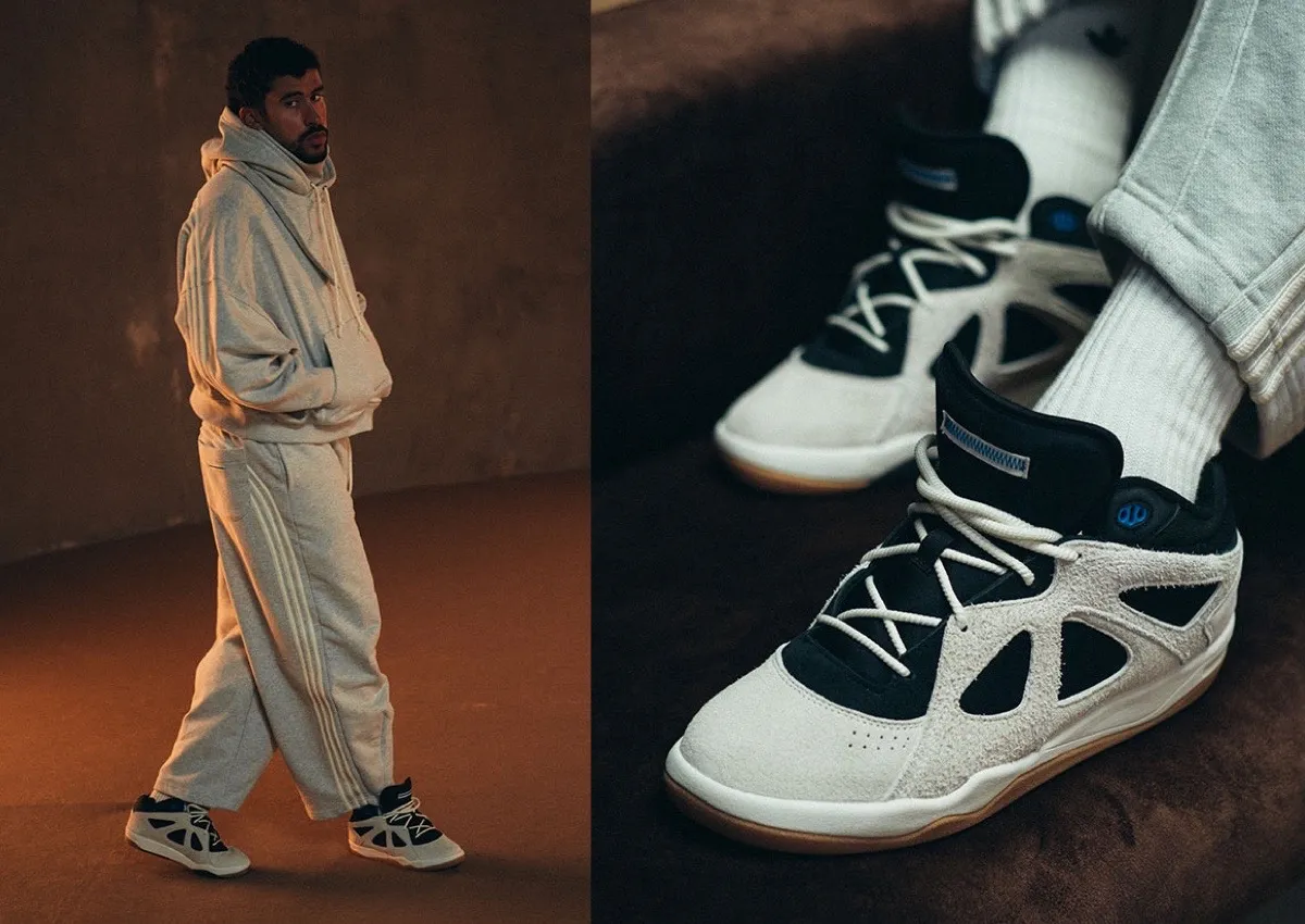 adidas Bad Bunny BadBo 1.0 Rise en colorway Off-White/Core Black/Gum vista lateral